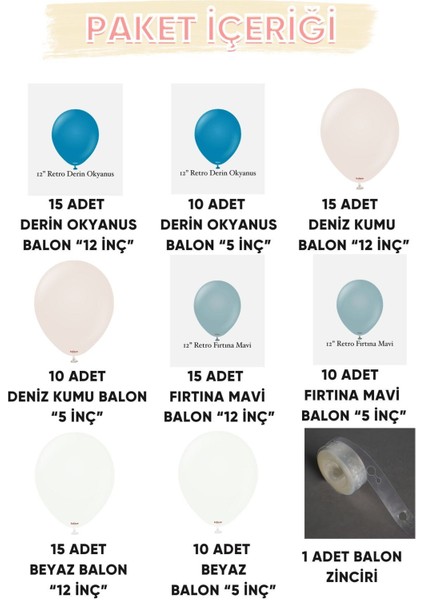 Parti Setim^^ Derin Okyanus* Fırtına Mavi* Deniz Kumu* Beyaz 100'LÜ Balon Seti fiyatları