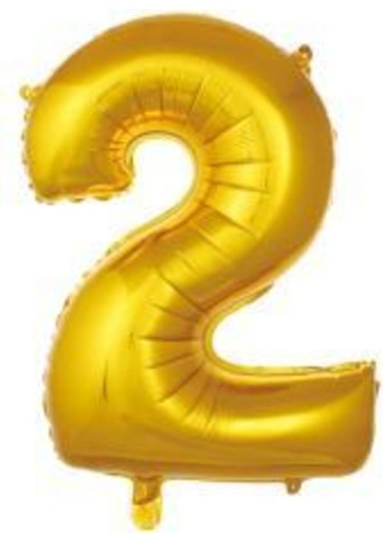 "2" Rakamı Gold Renk Folyo Balon - 40 Inch (100 Cm)