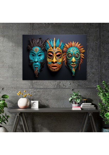 Orta Taş Devri Tören Maskeleri Duvar Dekorasyonu - Orta Taş Devri Tören Sanatı Orta Taş Devri Tören Maskeleri Kanvas Tablo. fiyatları