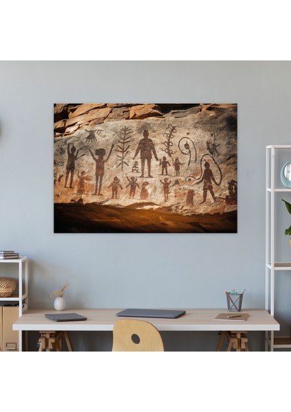 Orta Çağ Duvar Dekorasyonu - Antik Petroglifler - Mesolithic Kanvas Tablo Duvar Dekorasyonu Ev Dekorasyonu modelleri