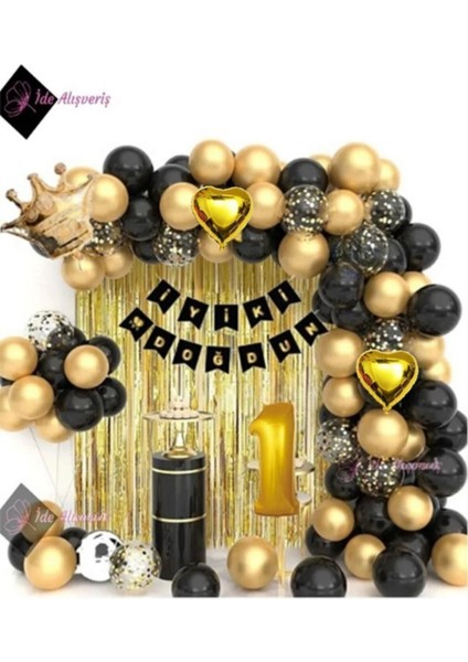 Kalpli 1 Yaş Balon Zinciri Doğum Günü Seti Iyi Ki Doğdun Kız Erkek Çocuk Eğlence