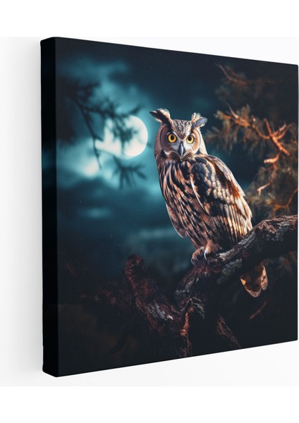 Gece Baykuşu Duvar Sanatı - Gece Gökyüzü Kanvas Tablo