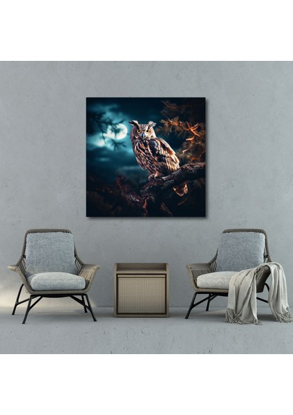 Gece Baykuşu Duvar Sanatı - Gece Gökyüzü Kanvas Tablo fiyatları