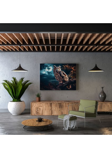 Gece Baykuşu Duvar Sanatı - Gece Gökyüzü Kanvas Tablo modelleri