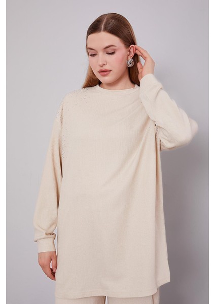 A.bej Omzu Taş Işlemeli Ikili Takım fırsatları