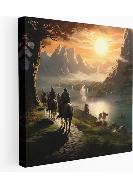 Orta Dünya Yol Arkadaşlığı Duvar Sanatı - Orta Dünya Seyahat Kanvas