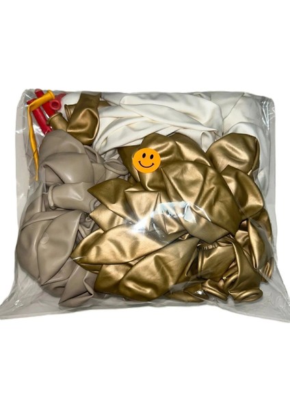 80 Adet Krom Gold Beyaz Deniz Kumu Balon Seti modelleri