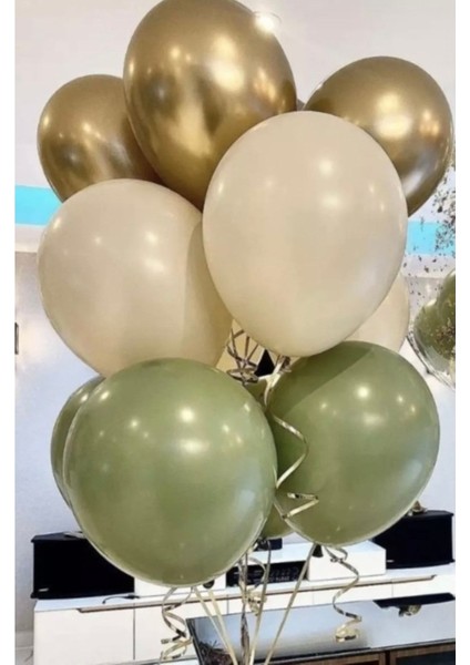 Krom Gold Retro Deniz Kumu Küf Yeşili Balon Seti