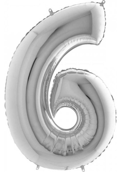 Rakam (6) Gümüş Folyo Balon- 40 Inç 100 cm