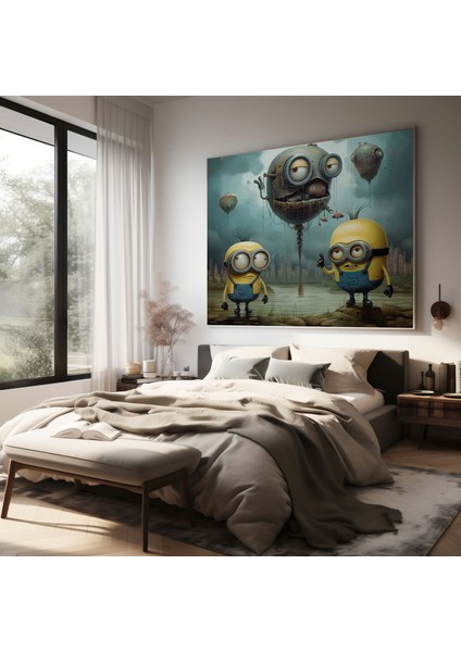 Minions Duvar Dekorasyonu - Sürrealist Kanvas Tablo Baskı - Minions Hayalperest Manzara Ev Dekorasyonu Kanvas Tablo Baskı modelleri