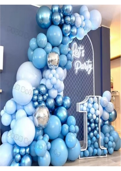 Mavi Balon Seti Erkek Çocuklar Için Doğum Günü Balon Zinciri