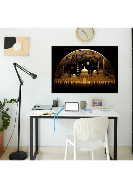 Camii Duvar Sanatı - Islam Hat Sanatı Kanvas Tablo - Camii Altın Silüet Şık Ruhani fiyatları