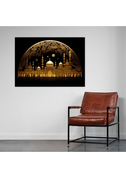Camii Duvar Sanatı - Islam Hat Sanatı Kanvas Tablo - Camii Altın Silüet Şık Ruhani modelleri