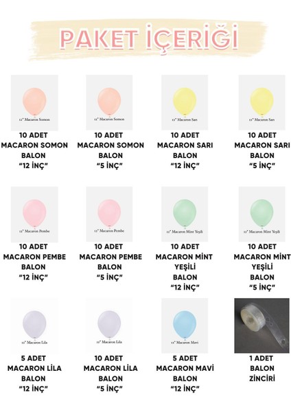 Parti Setim^^ Mac. Somon* Mac. Sarı* Mac.mavi* Mac. Mint Yeşili* Mac. Lila* Mac. Pembe 100'LÜ Balon fiyatları