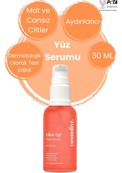 Yüz Serumu | Aydınlatıcı | Askorbik Asit | Ferulik Asit | Niasinamid | Papatya