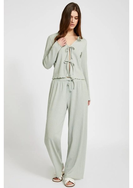 Kadın Önden Bağlamalı Kimono Yeşil Yeni Sezon Rahat Kalıp, Kadın Bluz fiyatları