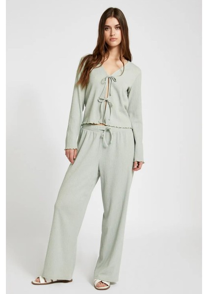 Kadın Önden Bağlamalı Kimono Yeşil Yeni Sezon Rahat Kalıp, Kadın Bluz modelleri