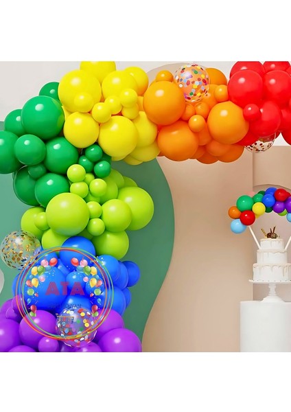 ^^doğum Günü Konsepti *fıstık Yeşili*mor*mavi*yeşil*turuncu*kırmızı*sarı* 100 Lü Balon Zinciri modelleri
