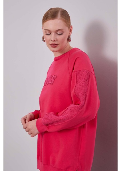 Fuşya Şerit Dantel Detaylı Spor Takım modelleri
