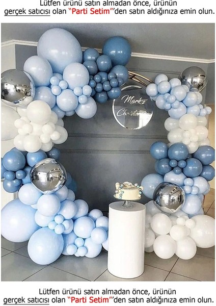 Parti Setim^^ Beyaz* Macaron Mavi* Derin Okyanus 100 Adet Balon Seti