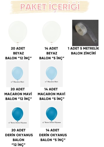 Parti Setim^^ Beyaz* Macaron Mavi* Derin Okyanus 100 Adet Balon Seti fiyatları