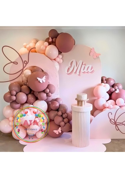 ^^ Doğum Günü Konsepti *rosewood*makaron Pembe* 60 Lı Balon Zinciri Parti Seti