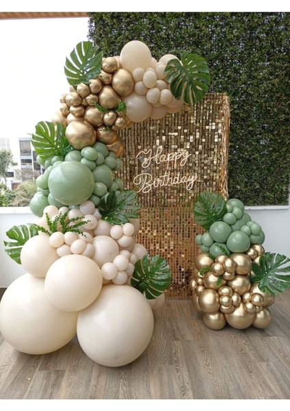 Parti Dera ^^ Gold Krom * Adaçayı* Deniz Kumu Renkli 100'LÜ Balon Seti