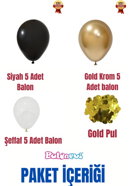 Siyah Metalik Payetli Balon Seti fırsatları