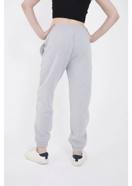 Üç Iplik Lastikli Baskılı Eşofman Pantolon - Gri