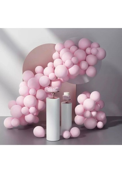Makaron Pastel Renk Pembe 100 Adet Balon ve Balon Zinciri