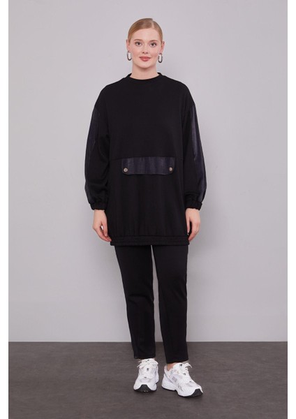 Siyah Parıltılı Şerit Detay Ikili Takım