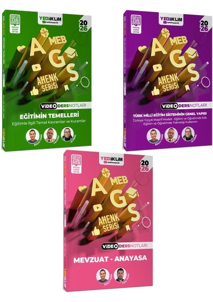 Yediiklim 2026 Meb Ags Ahenk Serisi Eğitimin Temelleri-Eğitim Sisteminin Genel Yapısı-Mevzuat Anayasa Video Ders Notları Seti 3 Kitap
