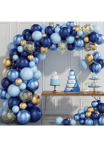 Mavi Lacivert 65LI Balon Zinciri Süsleme Seti 5 Renkli Sünnet, 1 Yaş, Mevlid