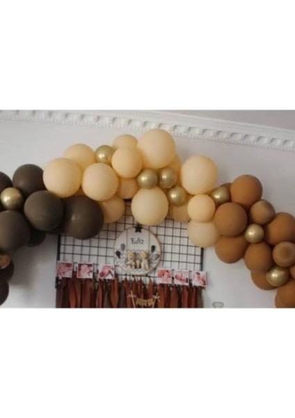 50 Adet Kahverengi Somon Karamel Gold Balon