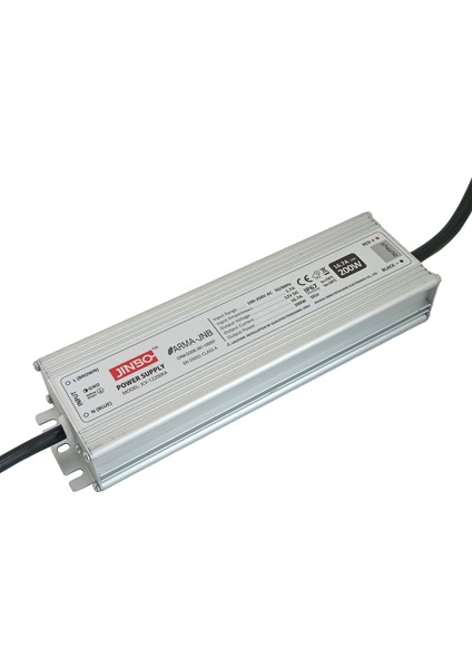 200W 12V 16.7A IP67 Metal Kasa Dış Mekan Şerit LED Trafo – 3 Yıl Garanti (JLV-12200KA)