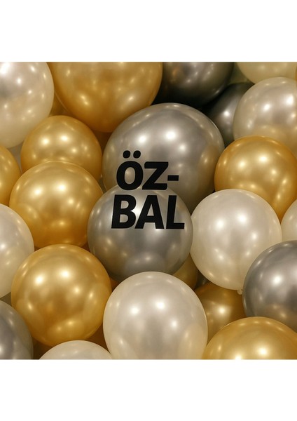 ÖZ-BAL 30 Adet Metalik Balon Seti Beyaz Gold Gümüş Renk Seçenekleriyle Parti Dekorasyonu