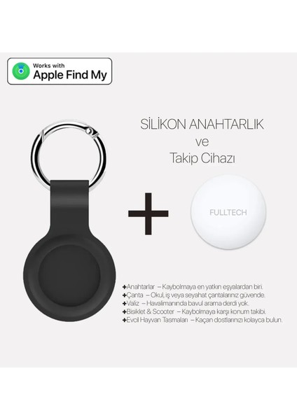 Airtag'li Silikon Anahtarlık – Çanta, Cüzdan, Valiz Takip Aksesuarı