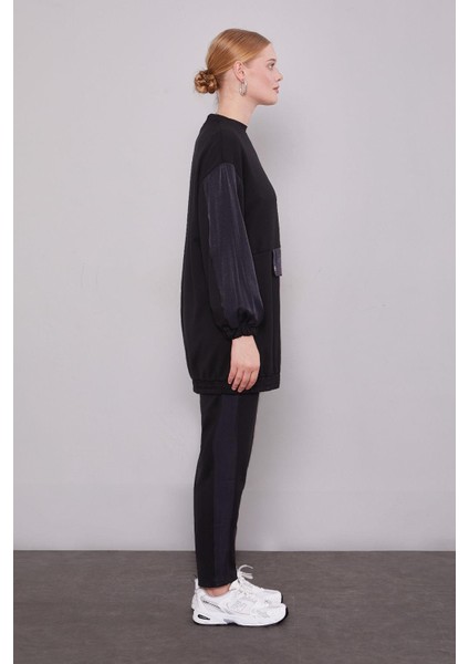 Siyah Parıltılı Şerit Detay Ikili Takım modelleri