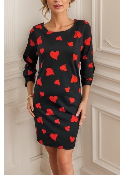 Kadın Uzun Kollu Bisiklet Yaka Dalgıç Mini Boy Elbise