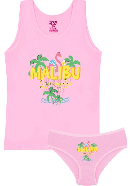 Kız Çocuk Atlet Külot Likralı Pembe Flamingo (%96 Pamuk - %4 Elastan)