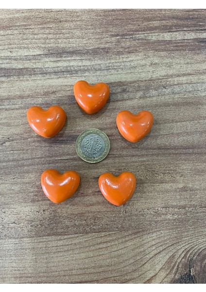 Turuncu 5'li Kalpli Magnet Seti – Fotoğraf ve Not Tutucu, Buzdolabı Süsü, Güçlü Mıknatıs, Dekoratif modelleri