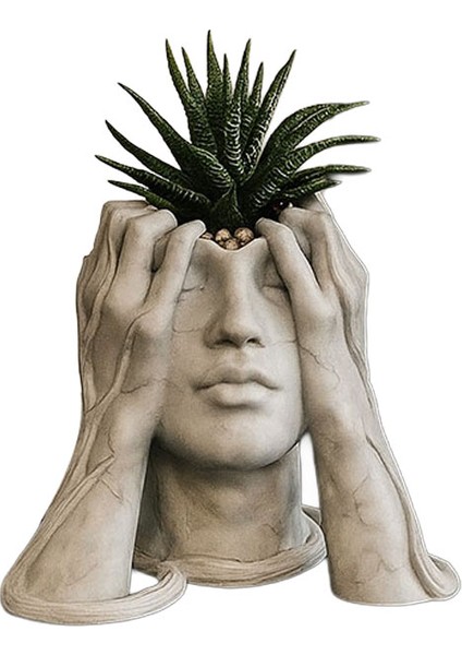 Mermer Desenli Yüz Saksı