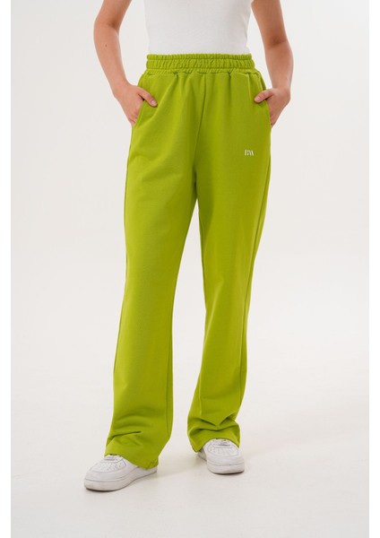 Kadın Fıstık Yeşil Pamuklu Yüksek Bel Rahat Kalıp Eşofman Altı fiyatları