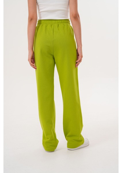 Kadın Fıstık Yeşil Pamuklu Yüksek Bel Rahat Kalıp Eşofman Altı modelleri
