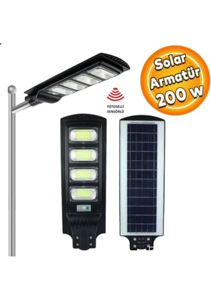 200W Solar LED Sokak Armatürü 6500K - VSSL20065