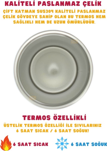 Resmi Lisanslı 550ML Rahat Içim Çift Katmanlı Paslanmaz Çelik Termos 6 Saat Sıcak Soğuk Premium Kutu
