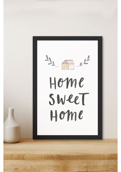 1 Adet Home Sweet Home Yazılı Ahşap Siyah Çerçeve Görünümlü Mdf Tablo fiyatları