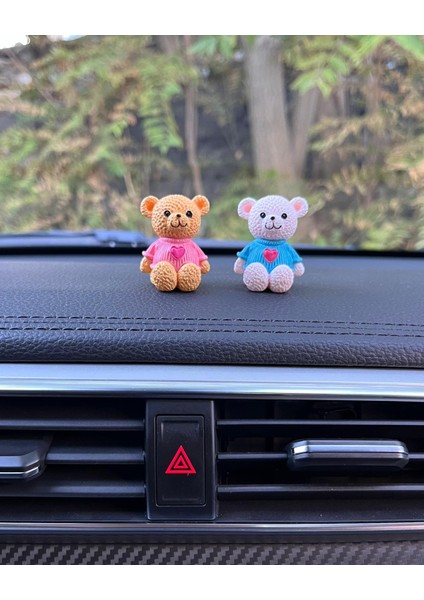 Sevimli Kalpli Ayıcık Çift Araba Içi Biblo Aksesuar Torpido Süsü Sevgiliye Hediye