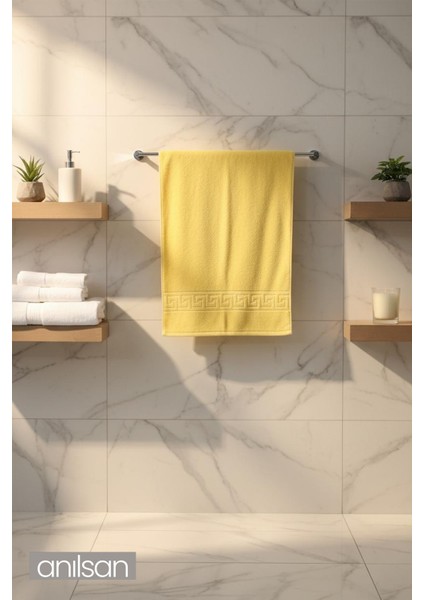 4'lü Sarı Greek El Havlusu - 50x90 Cm, 225 Gr, %100 Pamuk, Spa Ve Otel Havlusu, Günlük Kullanıma Uygun fiyatları
