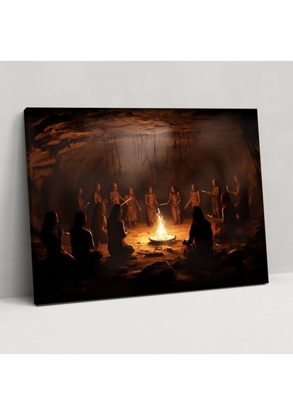 Orta Taş Devri Törensel Ritüel Duvar Sanatı - Orta Taş Devri Kanvas Kanvas Duvar Sanatı Duvar Dekorasyonu